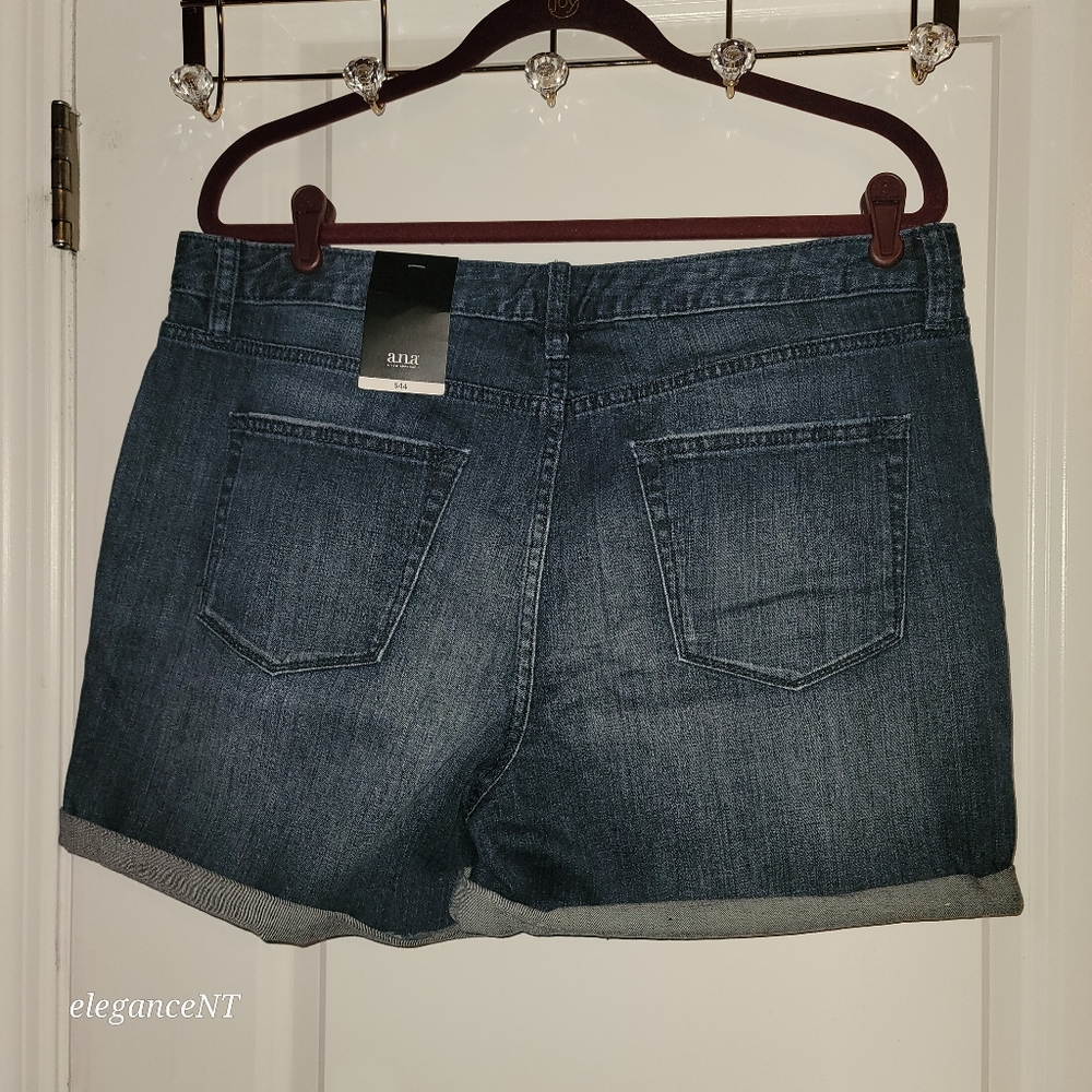 A.N.A Blue Distressed Denim Jean Shorts with Raw Hem Sz: 16 NWT - Picture 6 of 8